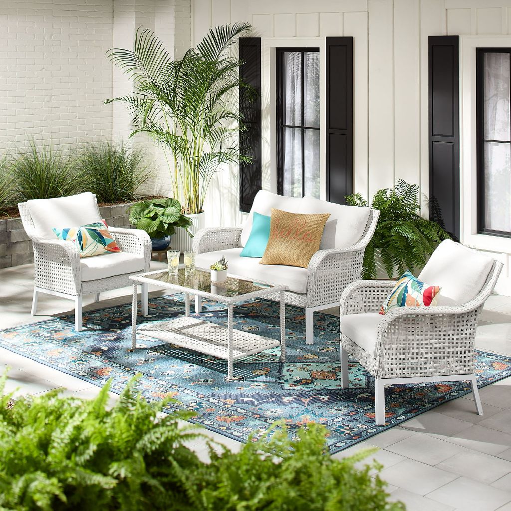 4-Piece Mainstays Tuscany Ridge Patio Conversation Set (Cream, Blue, Red) $249 + Free Shipping