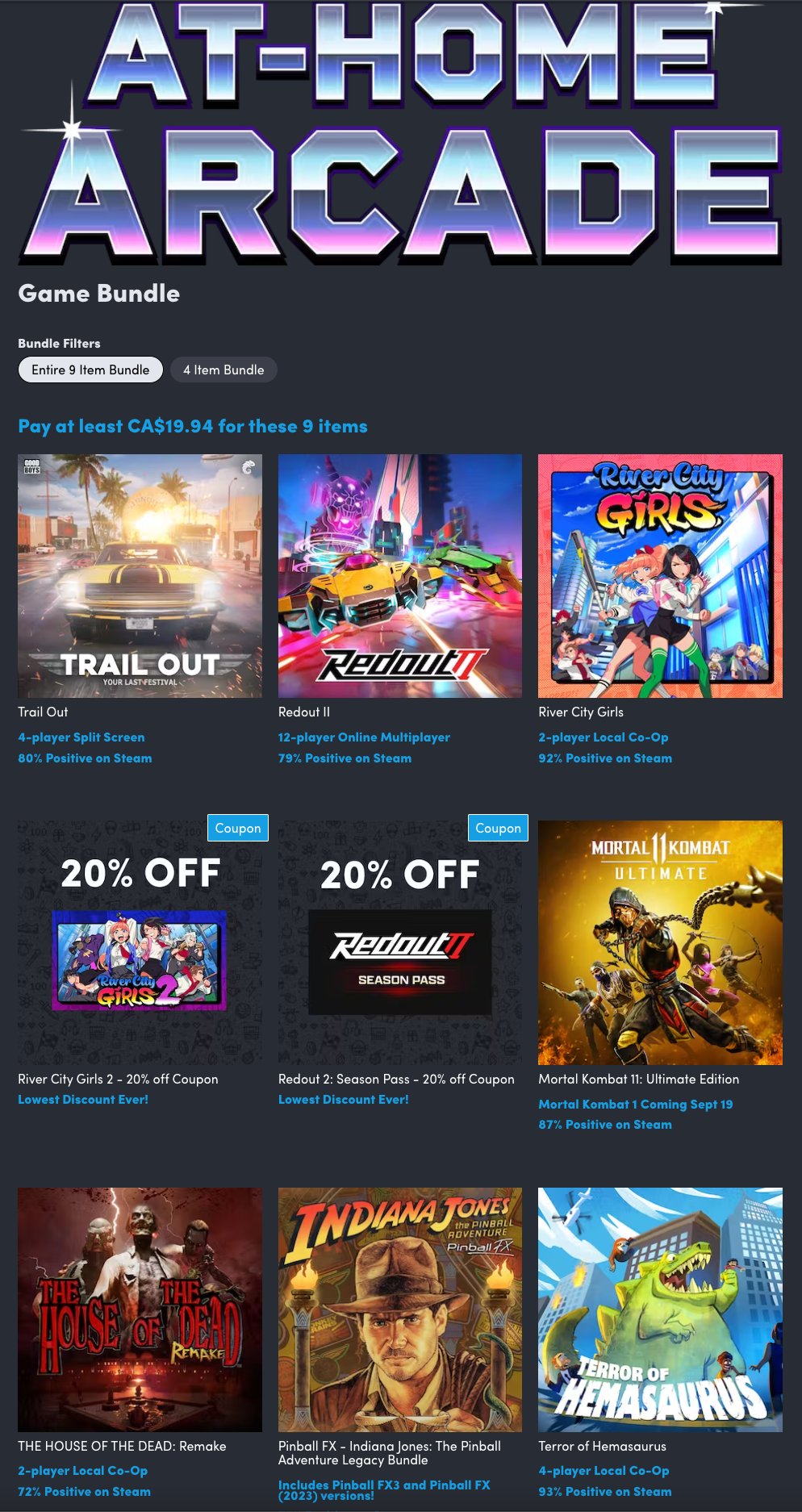 Humble Bundle: 7 Game At-Home Arcade Bundle