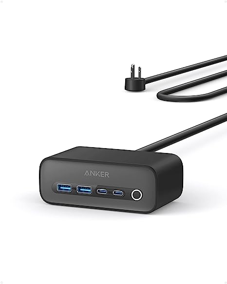 Anker 525 7-in-1 Charging Station w/ 2x 65W USB-C + 2x USB-A + 3x AC & 5' Cord