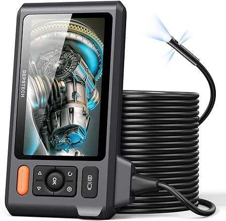Depstech 5" 1080p Industrial Triple Lens Borescope Camera w/ 50' Semi-Rigid Cable