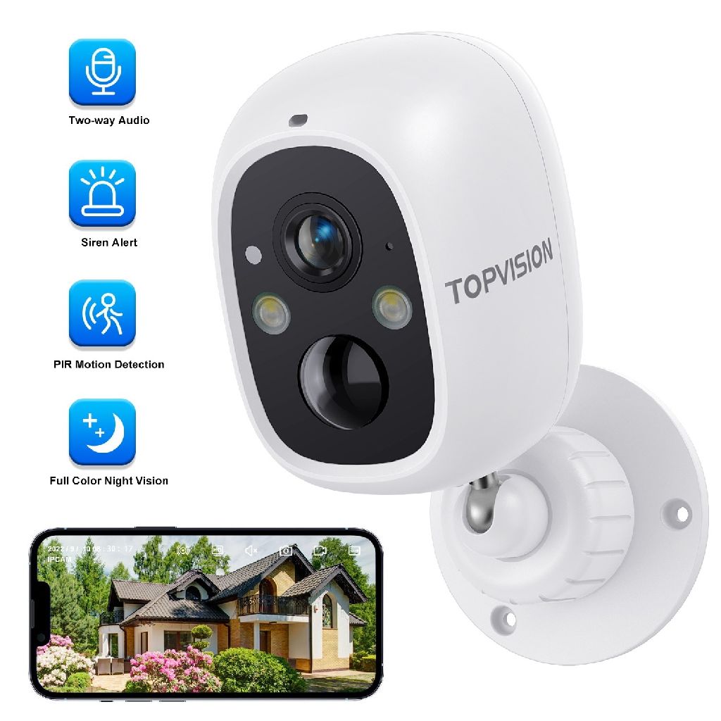TOPVISION Wireless Security Camera, 2K WiFi Camera for Indoor Outdoor $9.99 + FS