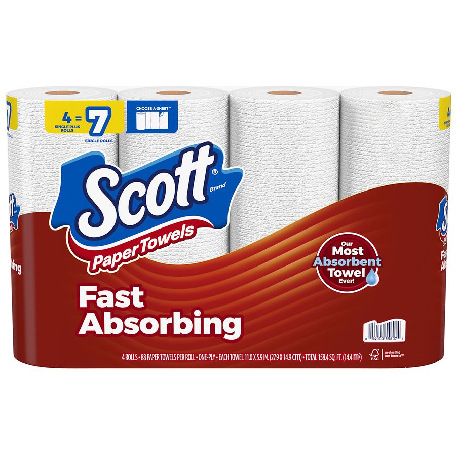 4-Pack Scott 88-Sheet Paper Towels or 12-Pack Scott ComfortPlus 1-Ply Toilet Paper $2.75 + Free Store Pickup on $10+ Orders