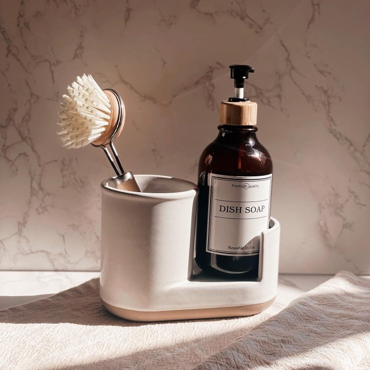 Hearth & Hand with Magnolia Modern Rim Stoneware Kitchen Sink Caddy (Cream/Clay) $8.99 + Free Store Pickup at Target or FS on $35+