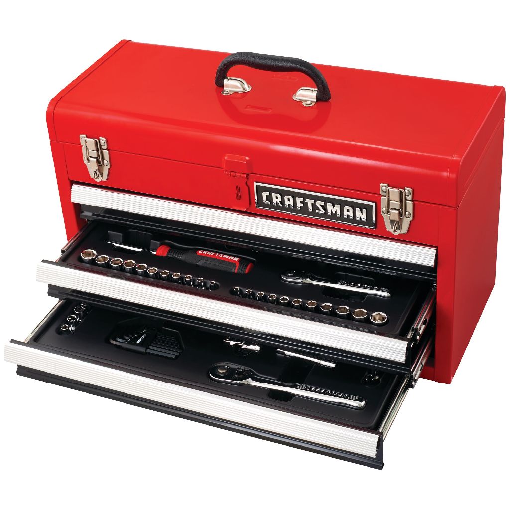 104-Piece Craftsman Standard (SAE) Polished Chrome Mechanics Tool Set with Metal Case Tool Box $99 + Free Shipping