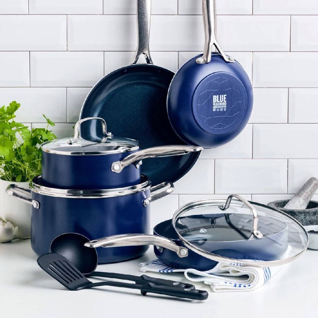 10-Piece Blue Diamond Cookware Set: Classic $37.59 or Clad Pro $56.79 + Free Shipping