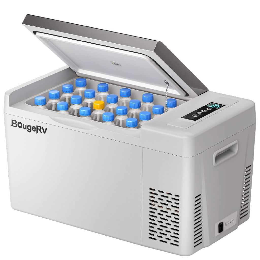 BougeRV 12 Volt Refrigerator 12V Car Fridge 23 Quart Portable Freezer Compressor Cooler 12/24V DC 110~240 Volt AC for Truck Van RV Camper SU