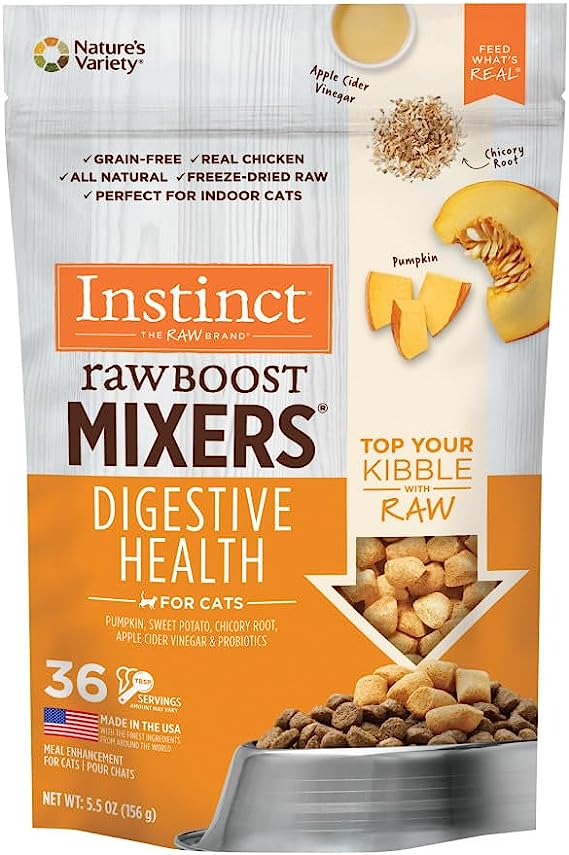 BUY 1 GET 1 FREE Instinct Freeze Dried Raw Boost Mixers Grain Free Digestive Health Recipe All Natural Cat Food Topper by Nature's Variety