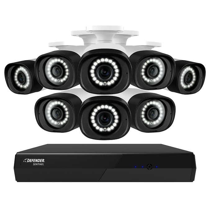 Defender Sentinel 4K Ultra HD POE Wired 1TB NVR Security System With 8 Metal Cameras, Smart Human Detection, Color Night Vision & Mobile App