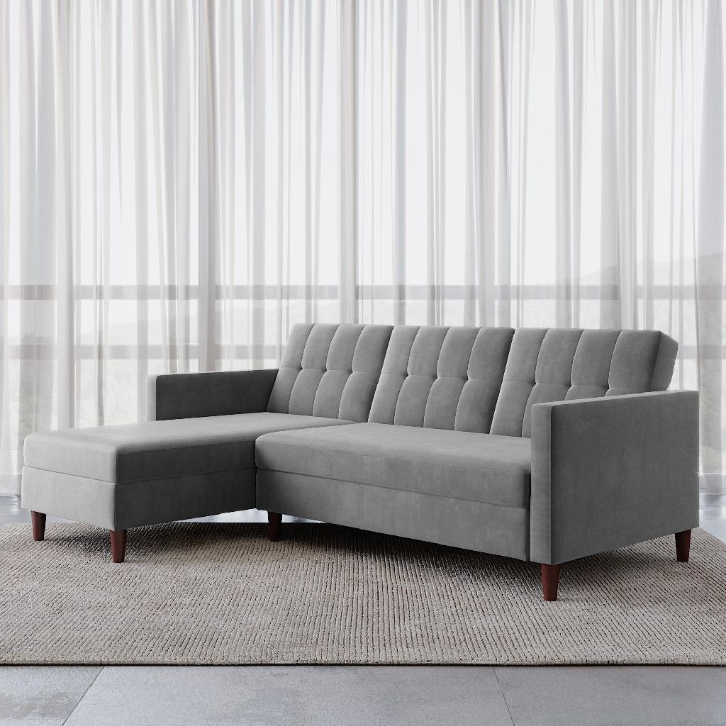 DHP Hartford Reversible Storage Sectional Futon w/ Chaise (3 Colors) $268 + Free Shipping