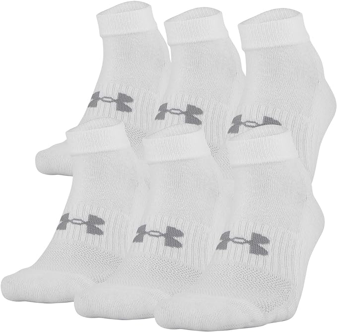 6-Pairs Under Armour Low Cut Cotton Training Socks (White, X-Large)