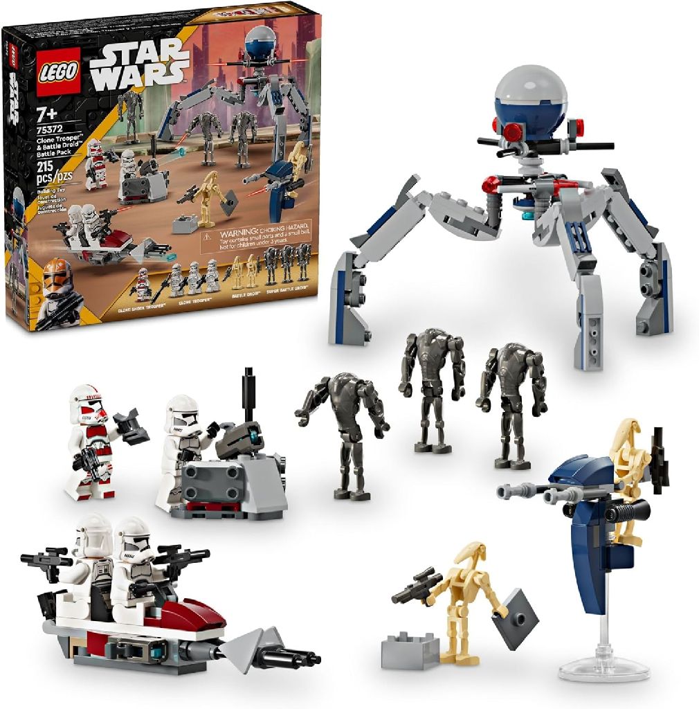 215-Piece LEGO Star Wars Clone Trooper & Battle Droid Battle Pack (75372) $24