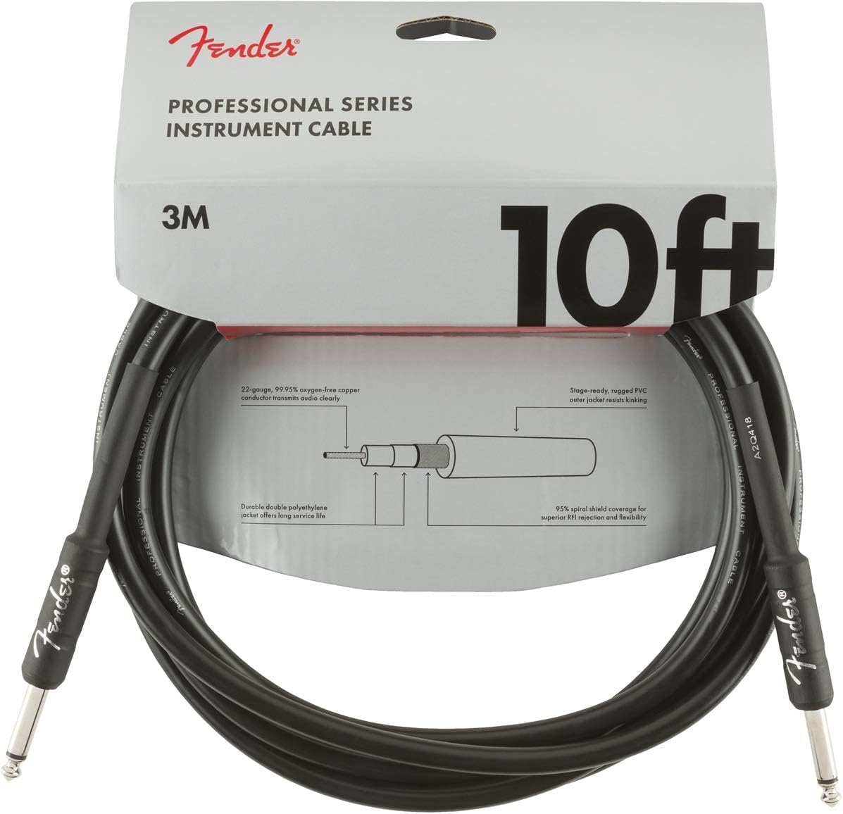 Fender Professional Series Guitar Cable 10 ft Black $13.2