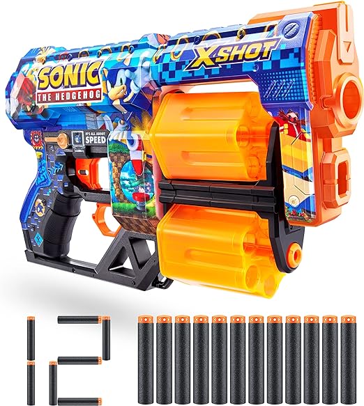 Zuru X-Shot Skins Dart Blaster w/ 12 Darts (Sonic The Hedgehog Edition) $10.50