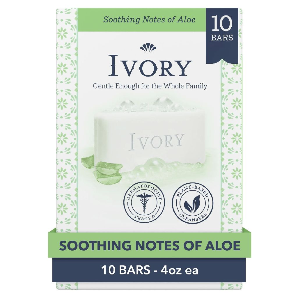 40% off Ivory Gentle Bar Soap Aloe Scent 39.8oz, 10 Count $5.47
