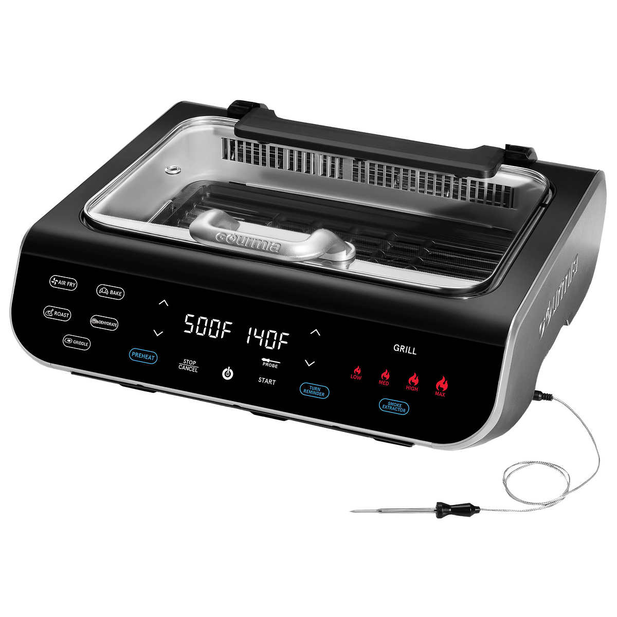 Costco: Gourmia FoodStation Smokeless Grill, Griddle, & Air Fryer with Integrated Temperature Probe $49.97