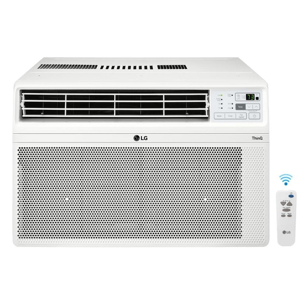 LG 8,000 BTU 115V Window Air Conditioner Cools 350 sq. ft. with Wi-Fi, Remote and in White - $213