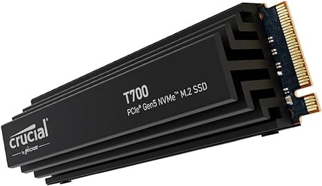 Crucial T700 2TB Gen5 NVMe M.2 SSD with heatsink - Up to 12,400 MB/s - DirectStorage Enabled - CT2000T700SSD5 - Gaming, Photography, Video E