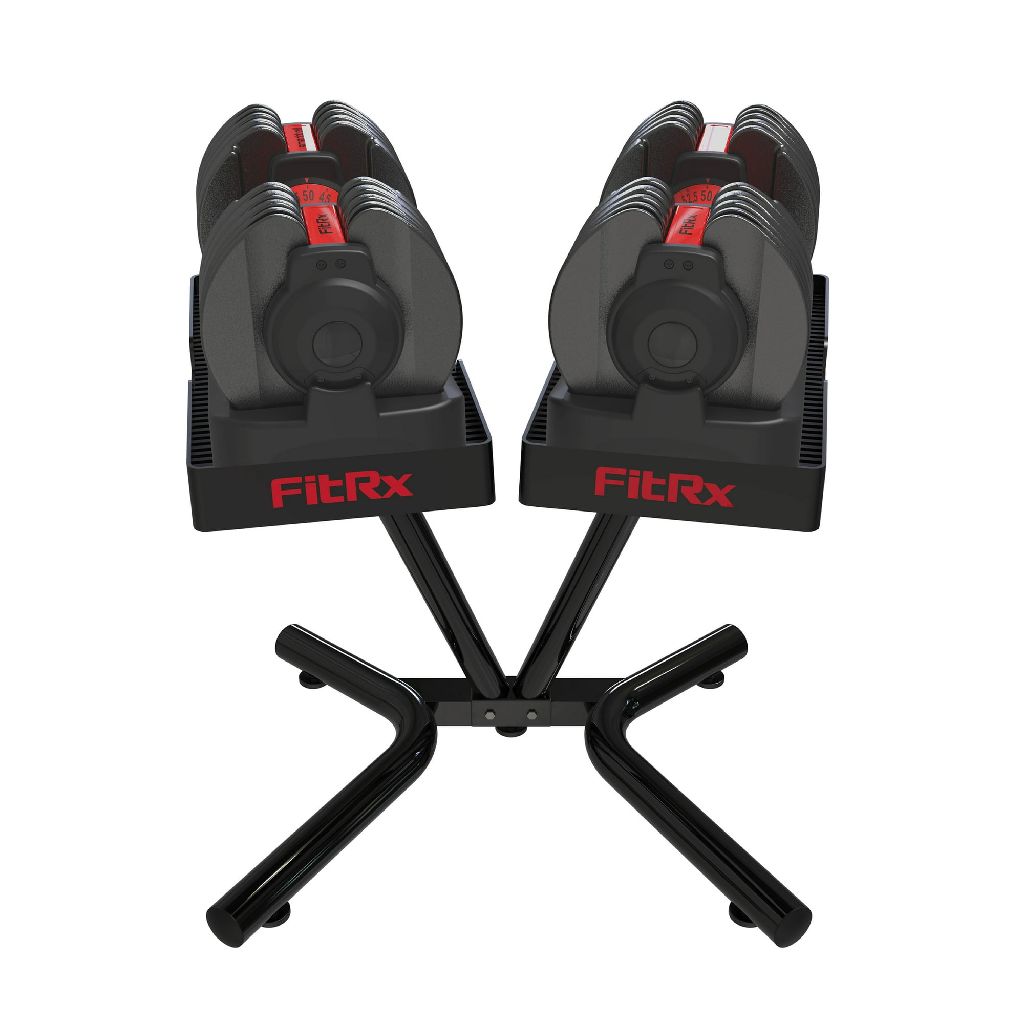 FitRx SmartRack Weight Rack Stand w/ 2-Count Adjustable 5 to 52.5lb Dumbbell Set