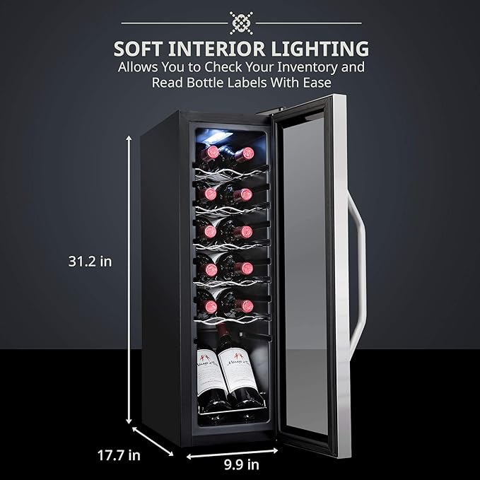 Ivation 12 Bottle Thermoelectric Red and White Wine Cooler