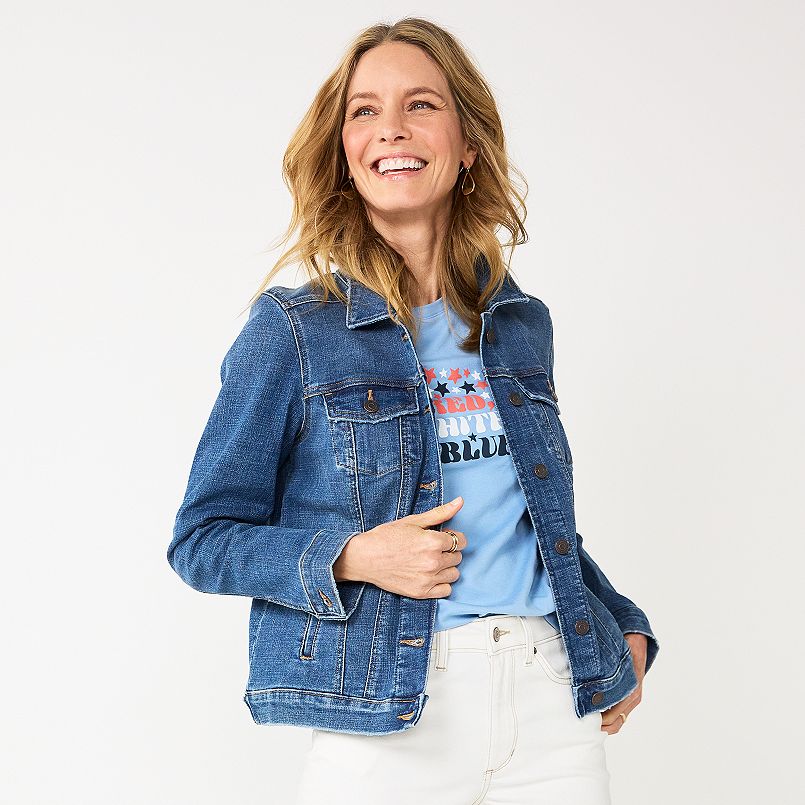 Sonoma Goods For Life Women's Denim Jacket (Various colors) $14 + Free Store Pickup at Kohl's or F/S on Orders $49+