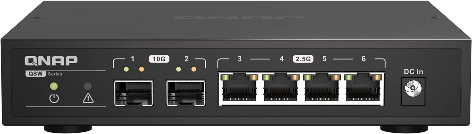 $80: QNAP 6-Port 10GbE/2.5GbE Unmanaged Switch (QSW-2104-2S) at Amazon