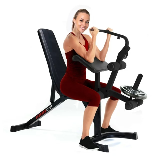 CAP Deluxe Adjustable Utility Weight Bench w/ Preacher Curl & Leg Press Attachment $100 + Free Shipping
