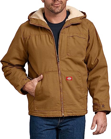 Dickies Men's Sanded Duck Sherpa Lined Hooded Jacket