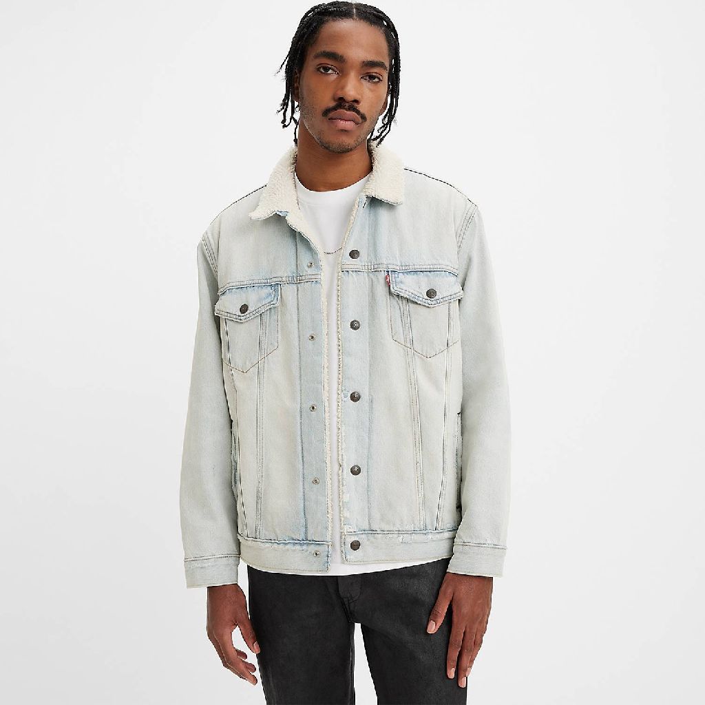 Levi's Men's Relaxed Fit Sherpa Trucker Jacket (Rainy Haze/Light Wash) $32 + Free Shipping