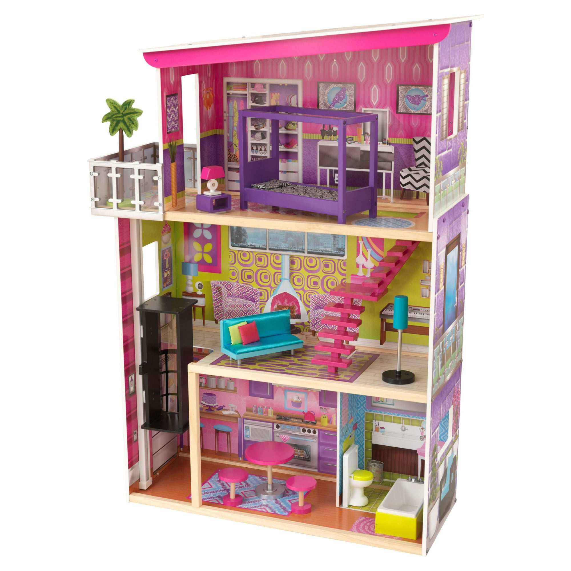 KidKraft Wooden Dollhouse Playsets: Super Model Wooden Dollhouse w/ Elevator