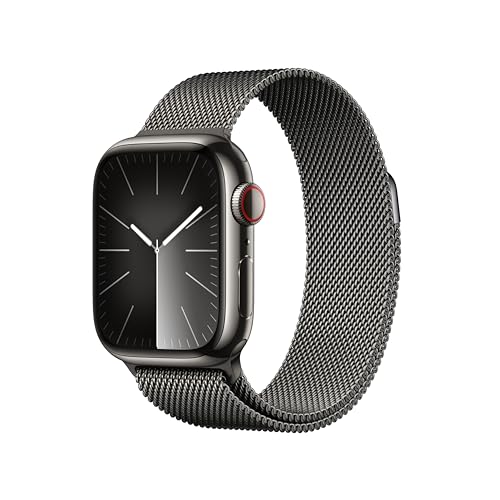 $549: Apple Watch Series 9 [GPS + Cellular 41mm] Smartwatch with Graphite Stainless Steel Case with Graphite Milanese Loop at Amazon