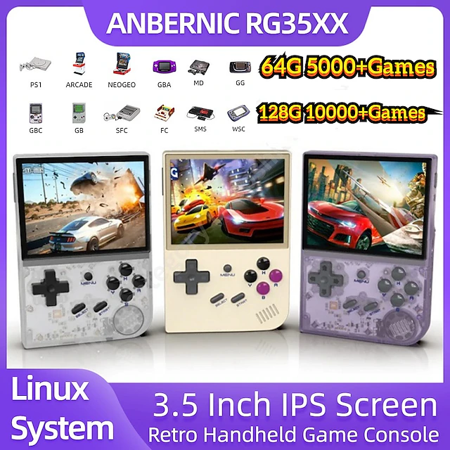 ANBERNIC 64GB RG35XX Retro Portable Game Console (3.5" IPS Display, various colors)