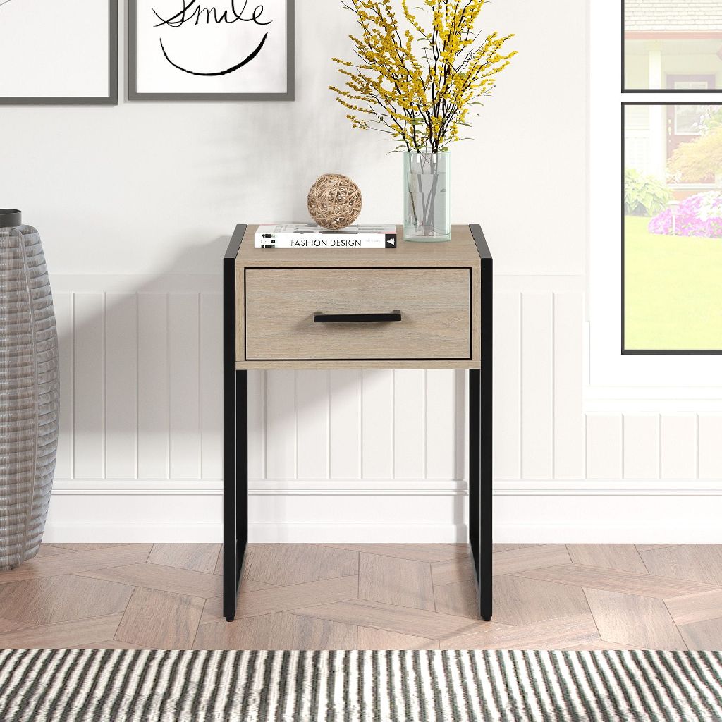 1-Drawer Mainstays Industrial Bedroom Nightstand (Beige Oak) $29 + Free S&H w/ Walmart+ or $35+
