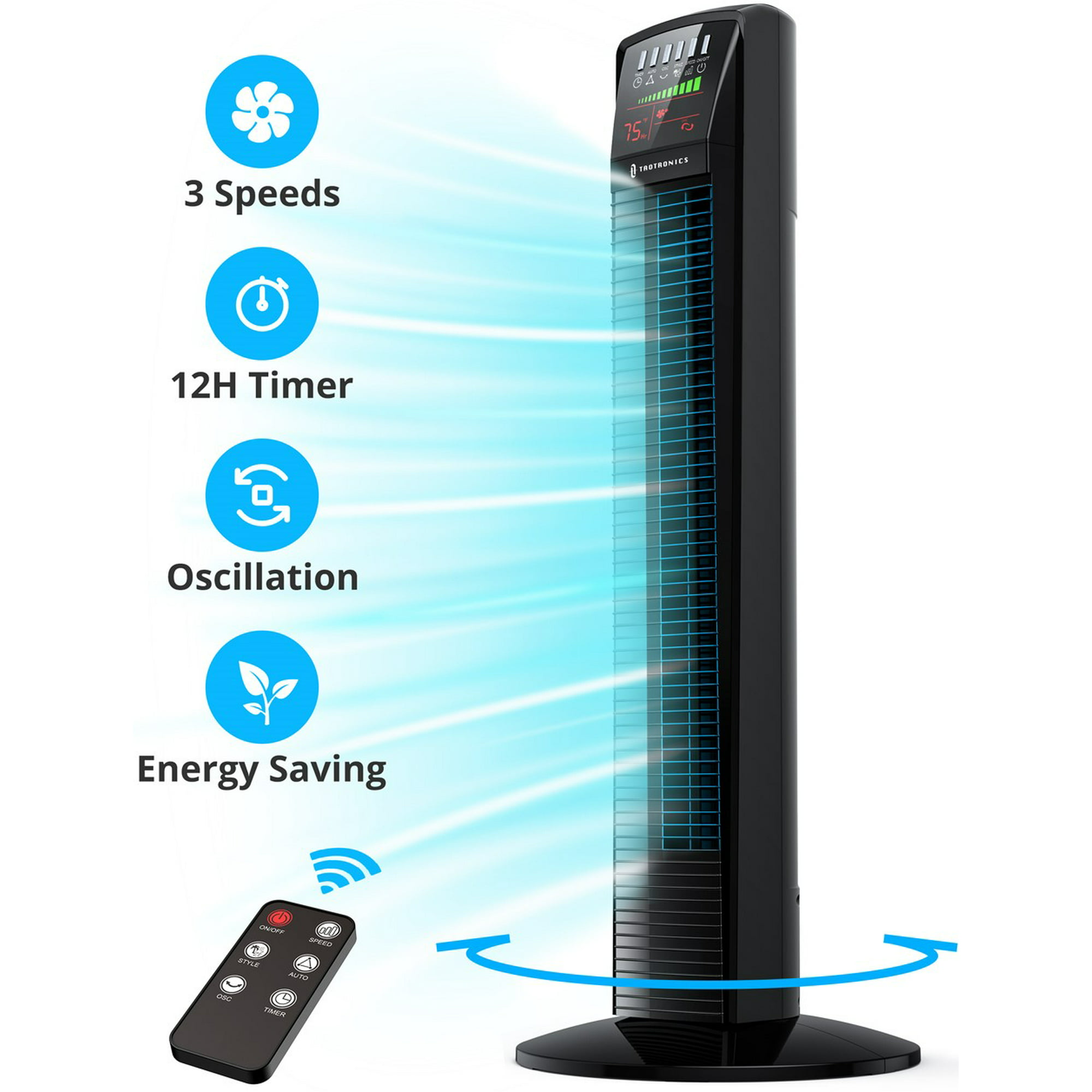 TaoTronics Tower Fan, 36" Bladeless Fan with Remote