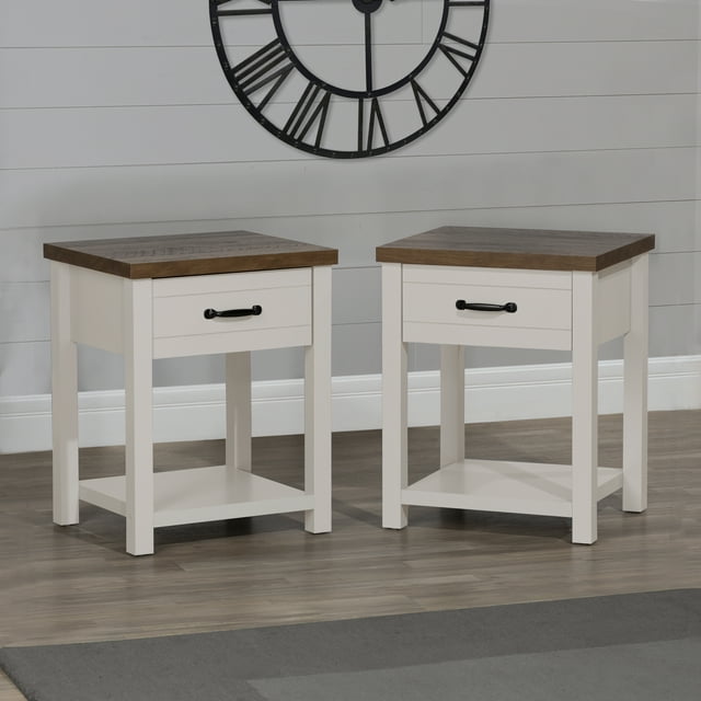 2-Pack Hillsdale Lancaster Farmhouse Nightstands (Ivory or Dark Espresso)