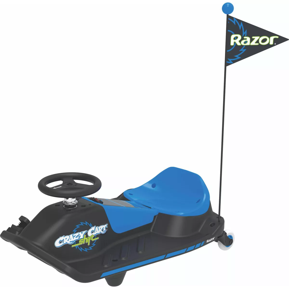 Razor 12V Crazy Cart Shift Electric Drifting Go Kart (Blue/Black)