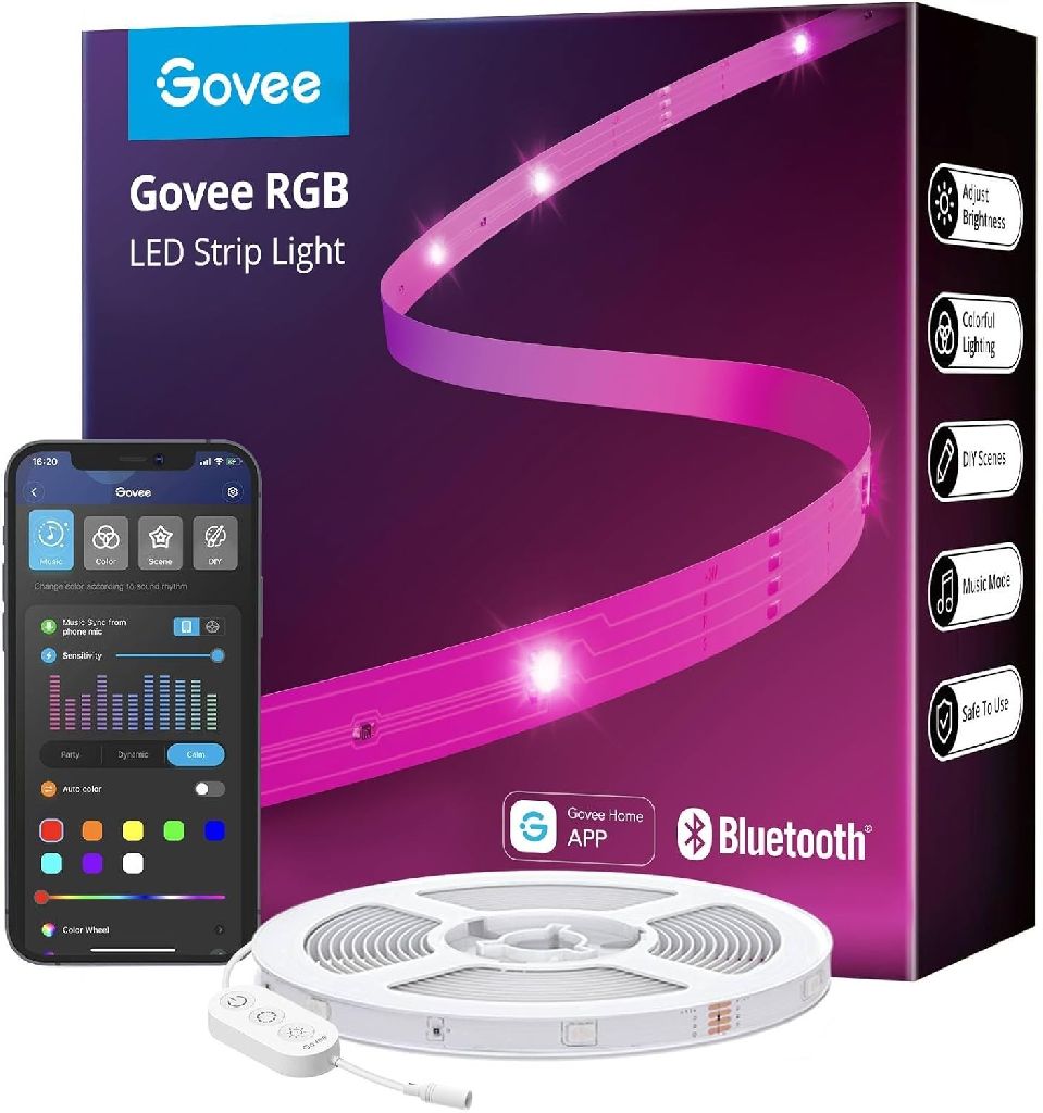 65.6' Govee RGB LED Music Sync Bluetooth Light Strip $10, 130' for $15 & More + Free Shipping w/ Prime or $35+ orders