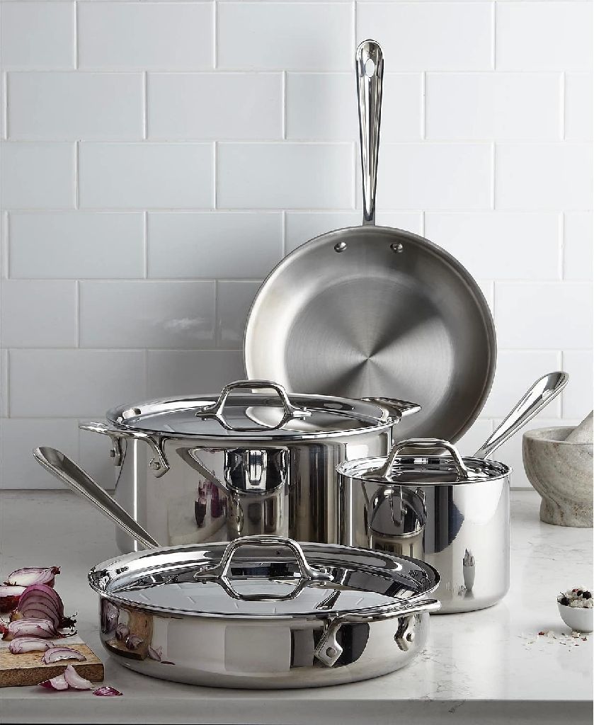 7-Piece All-Clad 3-Ply D3 Stainless Steel Cookware Set $300 + Free Shipping