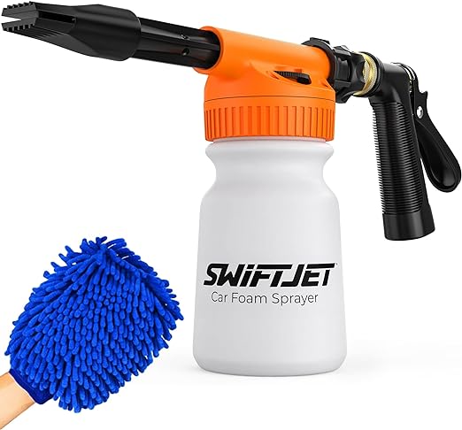 SwiftJet Car Wash Foam Cannon Spray Gun + Microfiber Wash Mitt