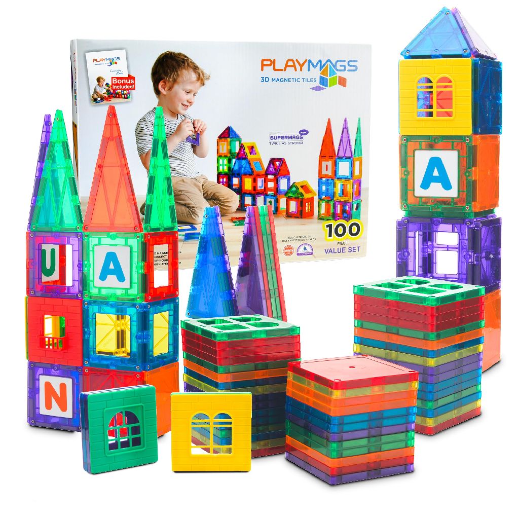 100-Piece Playmags 3D Magnetic Tiles Building Blocks Set $29.65 + Free Shipping AC