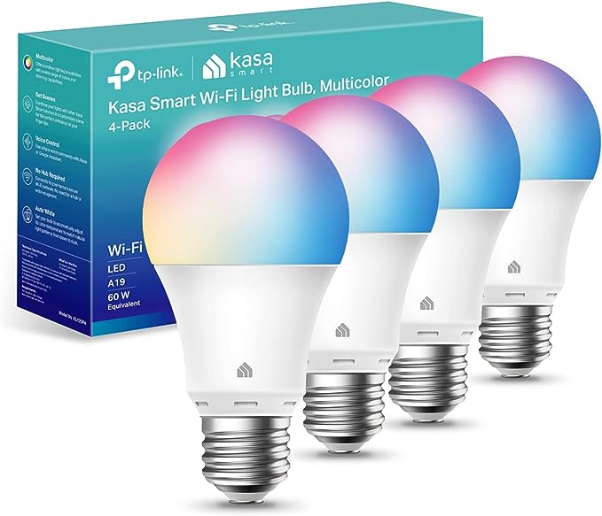 4-Pack Kasa Smart Full Color 9W A19 800 Lumen Light Bulbs (KL125P4)