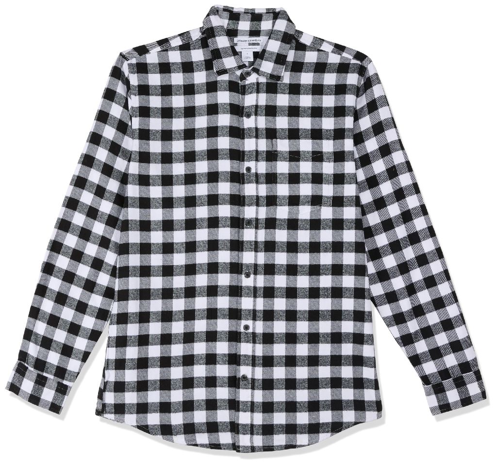 Amazon Essentials Men's 100% Cotton Long-Sleeve Flannel Shirt (Black Buffalo Plaid) $7.40 + Free Shipping w/ Prime or on $35+