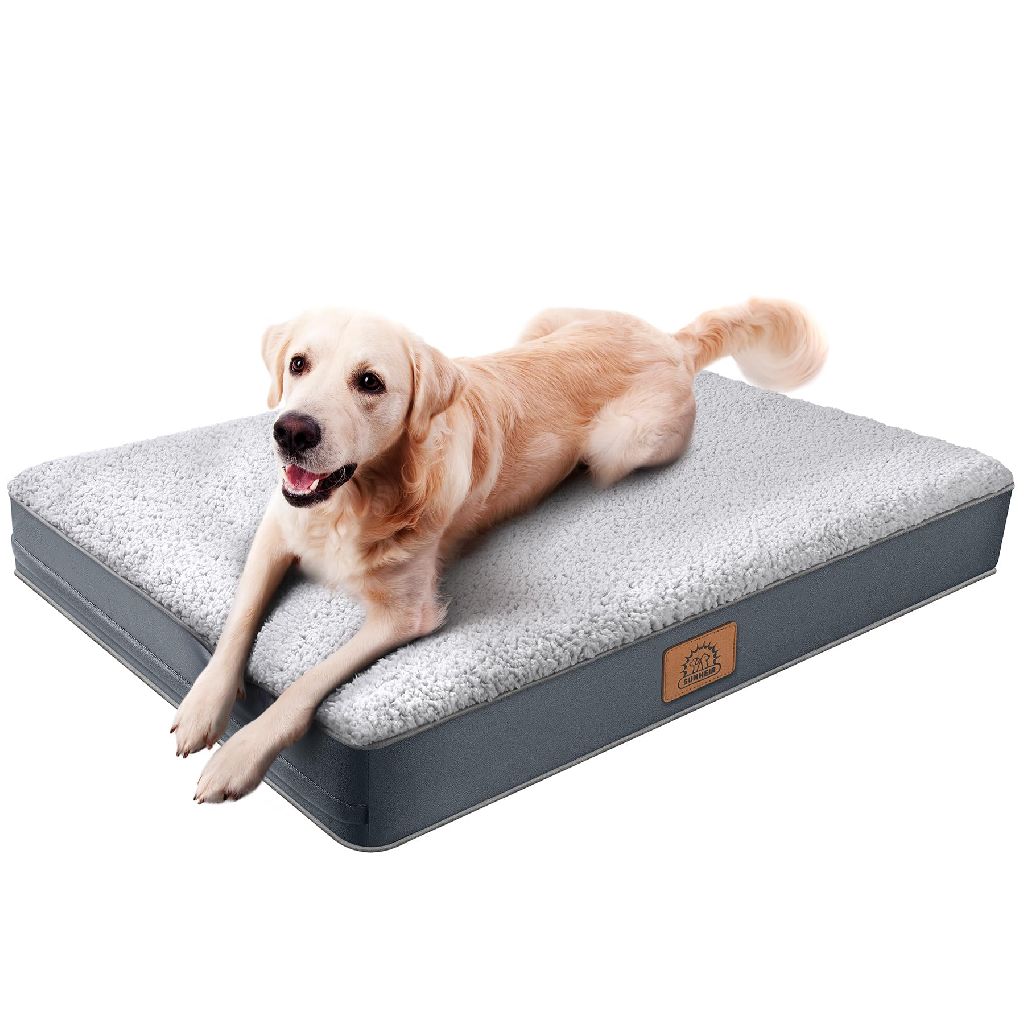 Orthopedic Dog Bed for Large Dogs - Big Waterproof Dog Bed with Removable Washable Cover & Anti-Slip Bottom, Extra Large Dog Crate Bed, Delu
