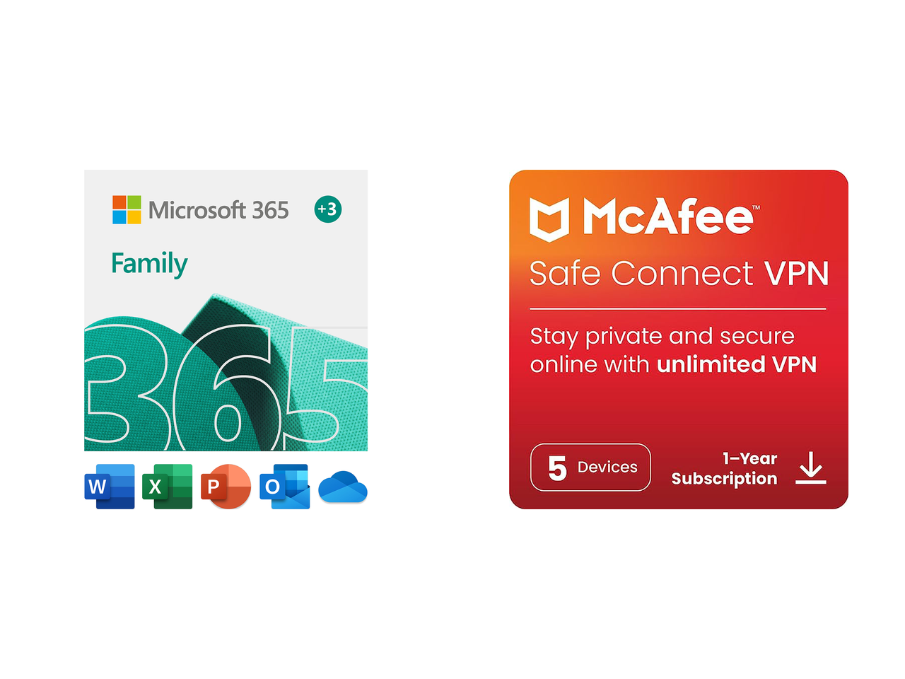 15-Month Microsoft 365 Family (6 People) + 1-Year McAfee Secure VPN 2024 (5 Devices)