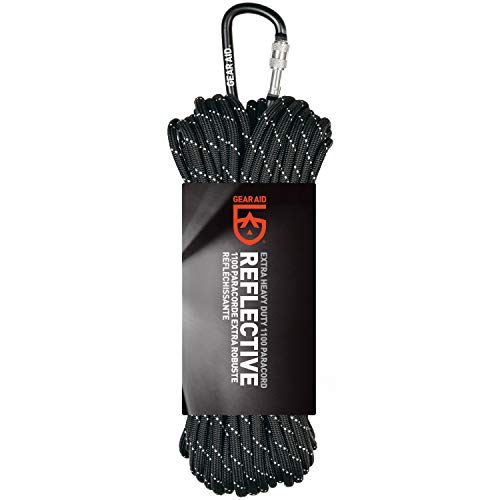 $9.97: 100' Gear Aid Extra Heavy-Duty 1100 Outdoor Paracord & Carabiner (Reflective) at Amazon