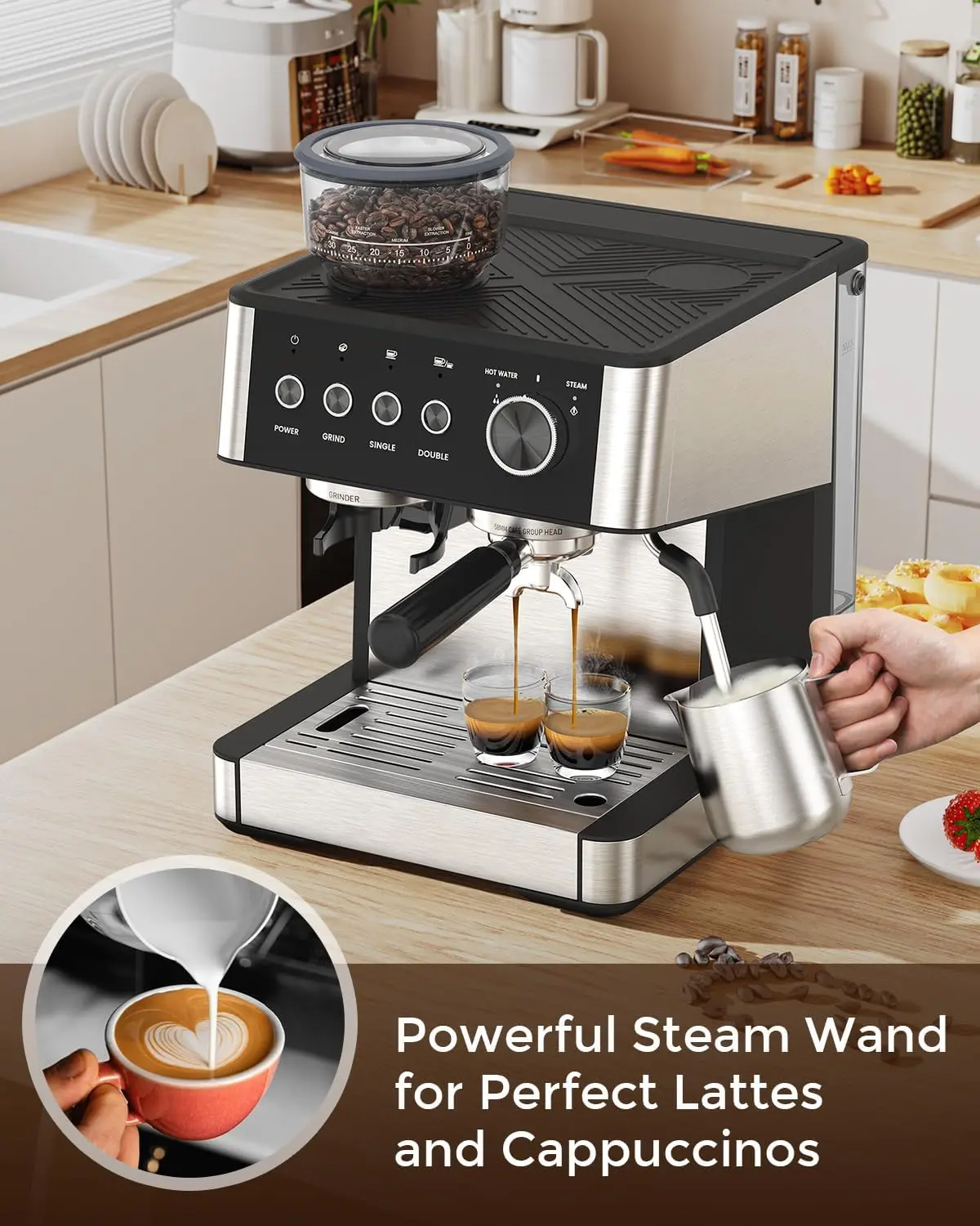 Electactic 20-Bar Espresso Machine w/ Built-In Grinder