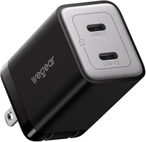 2-Port wedgear 45W USB-C GaN Fast Charger w/ Foldable Plug