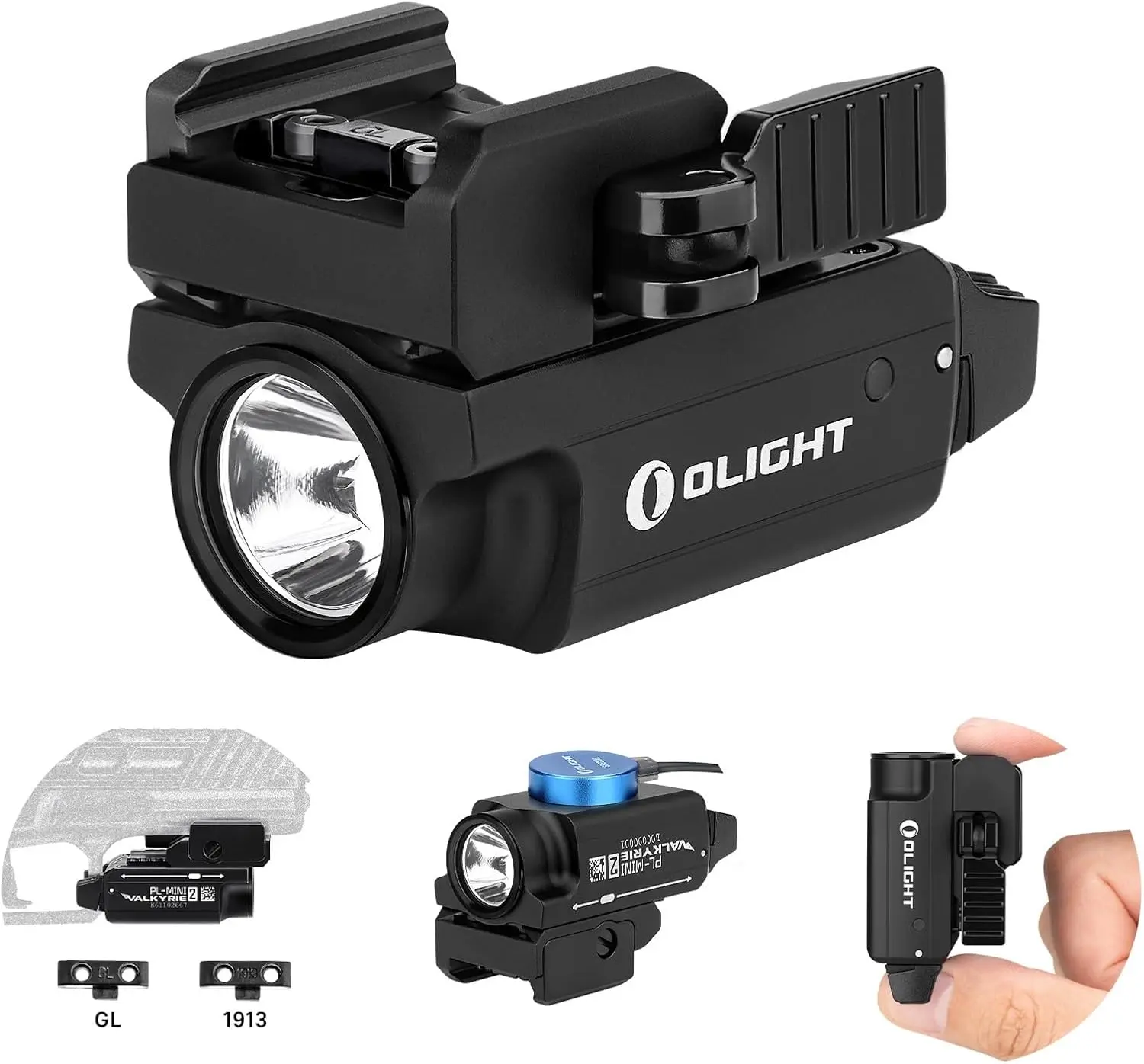 OLIGHT PL-Mini 2 Valkyrie 600 Lumens Magnetic USB Rechargeable Compact Weaponlight with Adjustable Rail, High Performance CW LED Tactical Fl