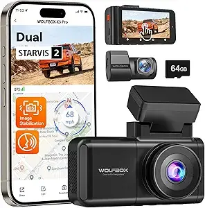 WOLFBOX X3 PRO 1440P Front & Rear Dash Cam