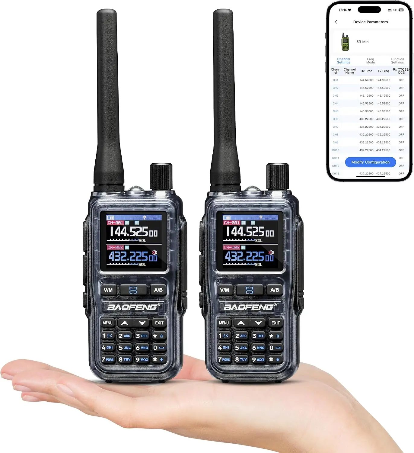 2-Pk Baofeng UV-5R Long Range Rechargeable Mini Ham Radio