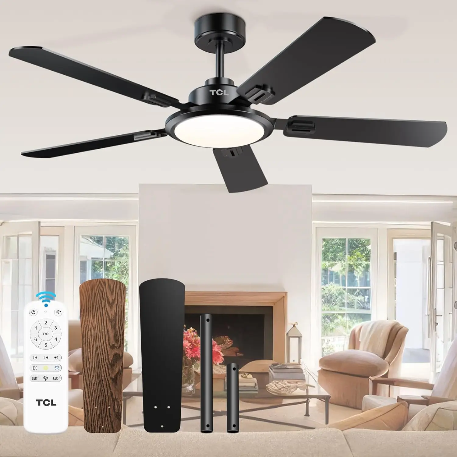 52" TCL Ceiling Fan w/ 36w Light & Remote Control